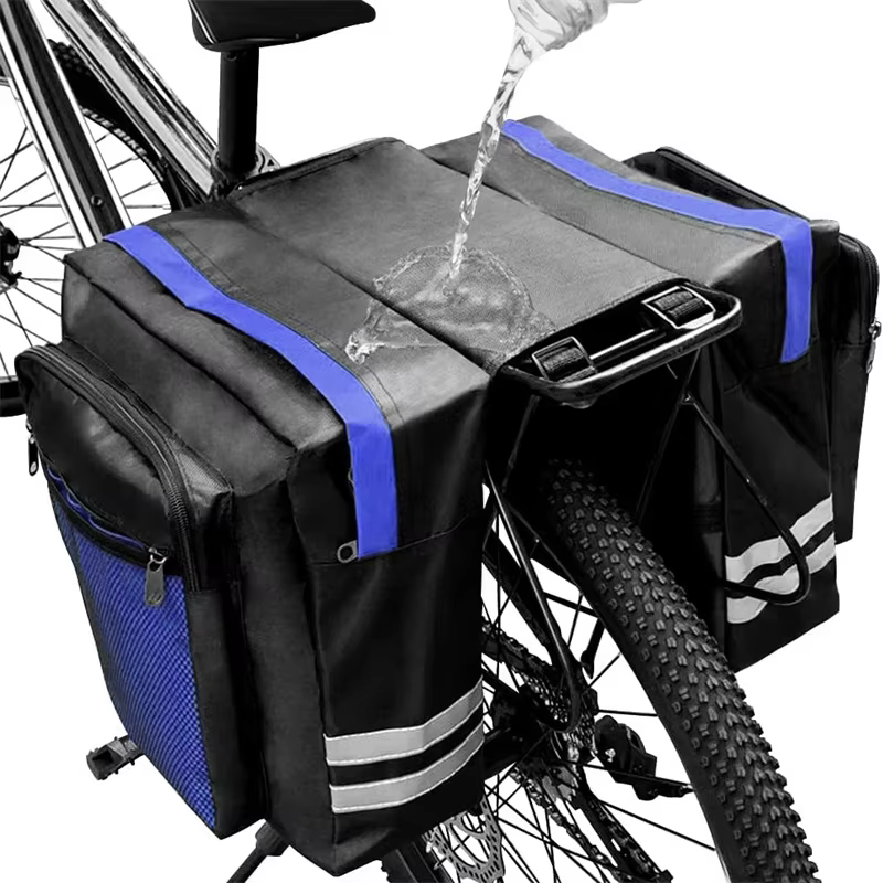 Sac de vélo imperméable, sac de transport avec siège arrière haut et spacieux, design double face + bandes réfléchissantes