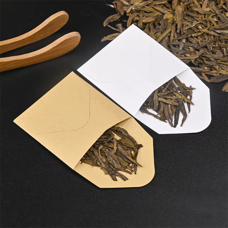 Sachet de thé en papier Kraft blanc, petit sac d'emballage de stockage de thé, sac d'emballage de thé scellé en papier Kraft, 1000 pièces/lot