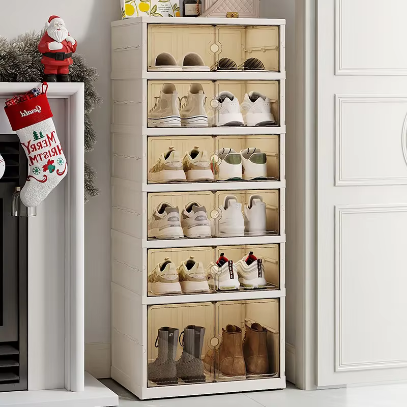Armoire à chaussures anti-poussière pour la maison, aucune installation requise, boîte à chaussures pliante transparente pliable, boîte de rangement de chaussures de grande capacité