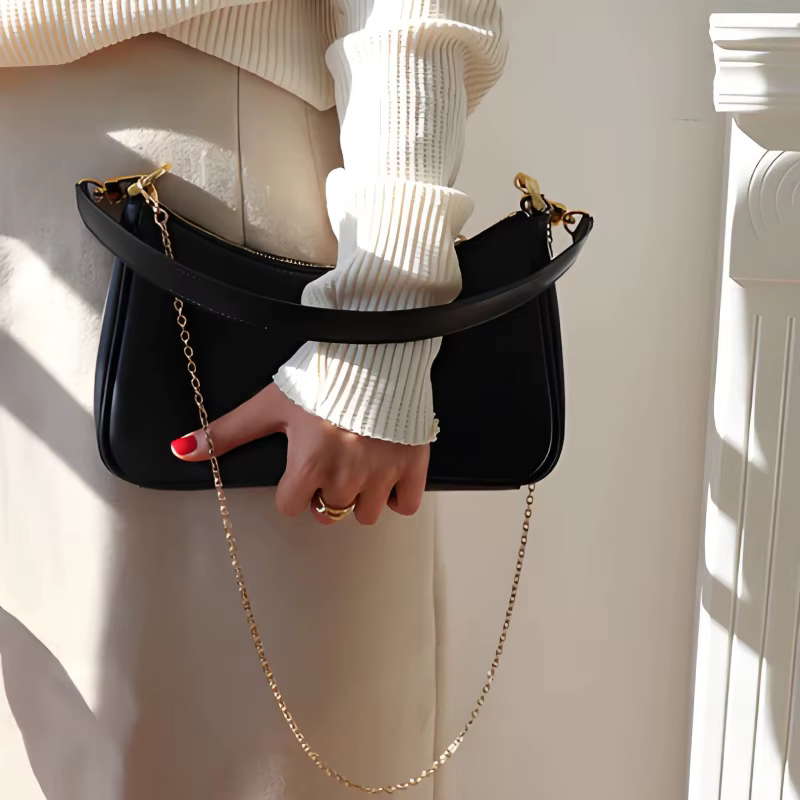 Sac à bandoulière Hobo avec chaîne, sac à main décontracté vintage léger, sac à bandoulière pour femme de couleur unie pour le travail, les déplacements et les voyages