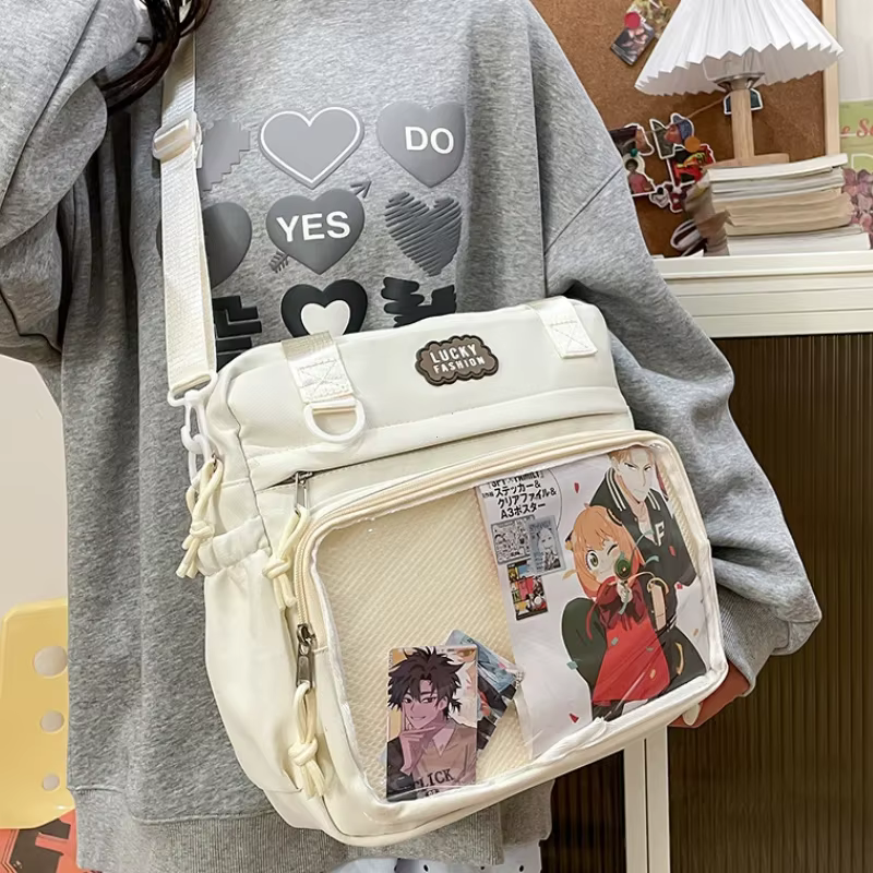 Sac à bandoulière Style Preppy japonais Y2K, nouveaux sacs d'école en Nylon pour adolescentes, sacs à dos Itabag transparents, sac Ita