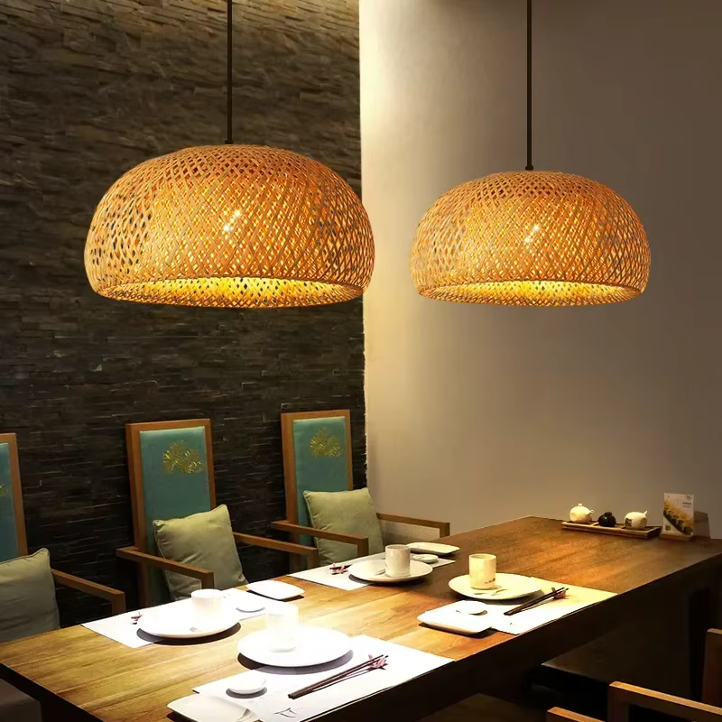Lampe Suspendue en Bambou Style Chinois, 30cm, Luminaire Décoratif d'Nik, Idéal pour un Restaurant
