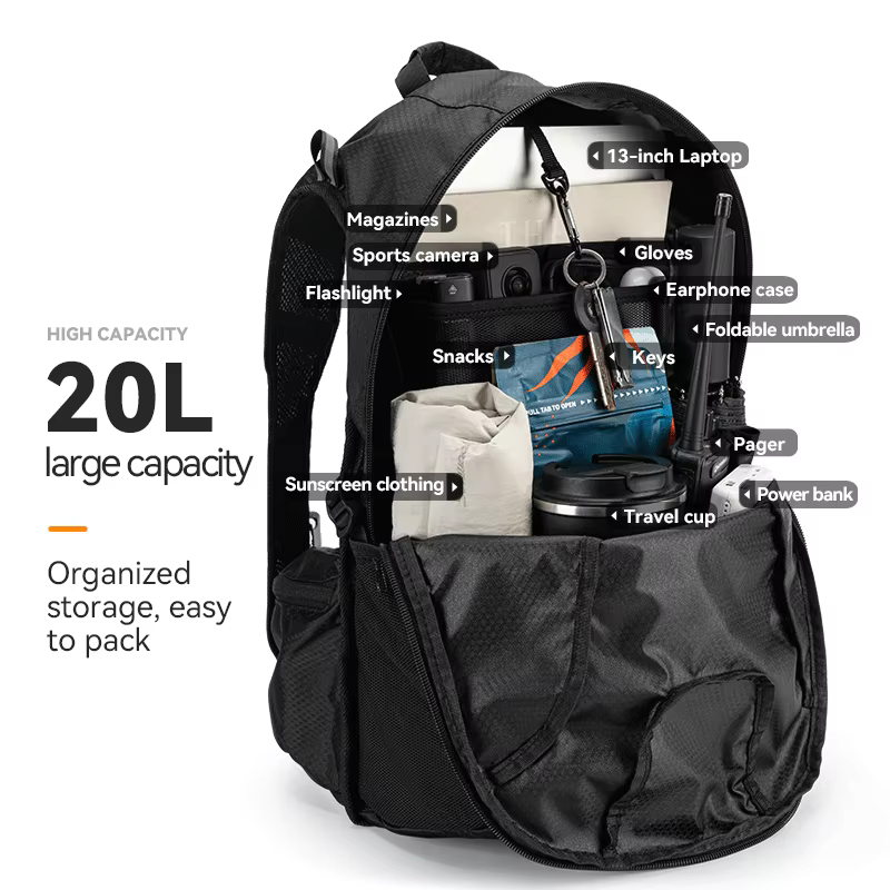 ROCKBROS Sac à dos de cyclisme léger portable grande capacité 20L sac de voyage imperméable sac à dos pour sports de plein air et trajets quotidiens