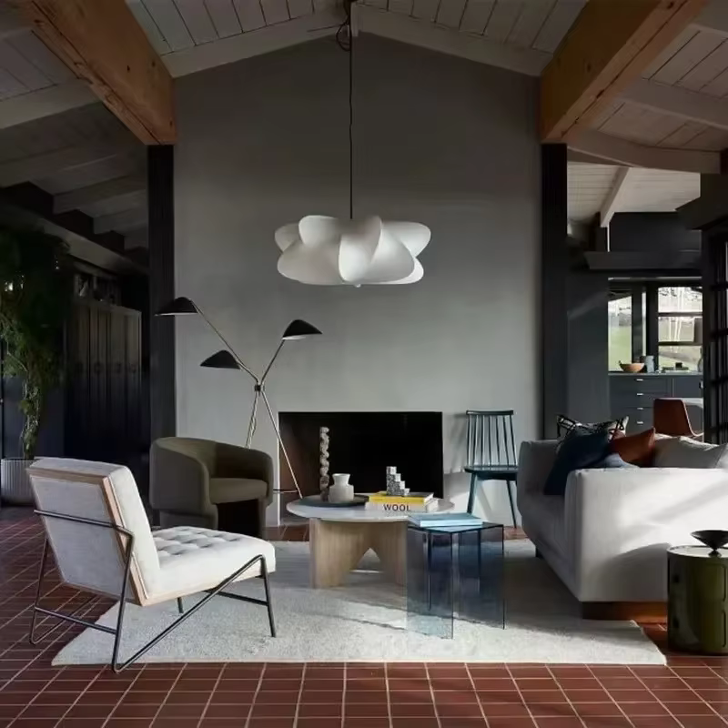 Lampe suspendue en soie nordique, lustre design, luminaire suspendu au plafond, suspension, ampoule E27