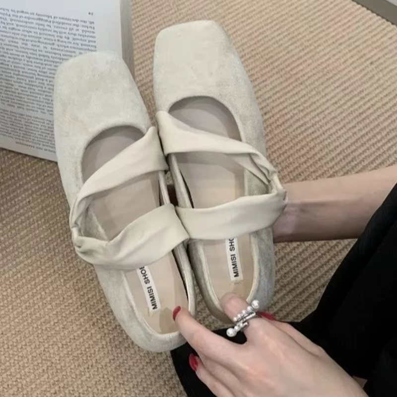 Nouvelles Chaussures Plates pour Femmes à Bout Carré