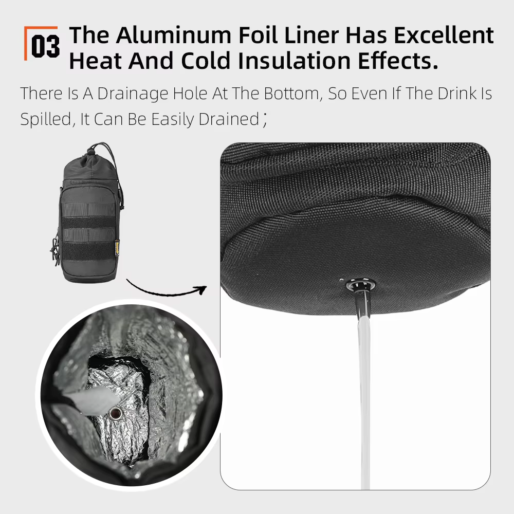 Rhinowalk – porte-bouteille de moto, sac de bouilloire isolé pour moteur, porte-gobelet d'eau à dégagement rapide avec système MOLLE sur le sac de moto