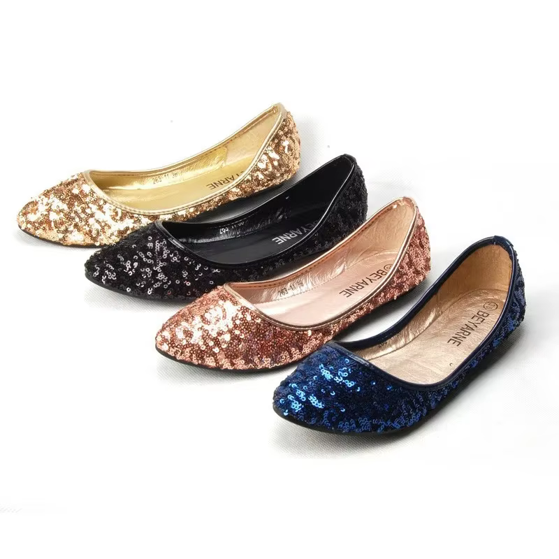BEYARNE-Chaussures plates à paillettes pour femmes, style classique de célébrité, ballerine pour dames, livraison gratuite, nouveau