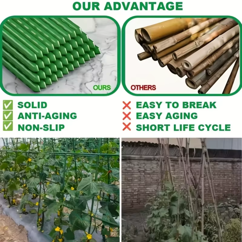 Un total de 64 accessoires pour supports de jardin (28 poteaux + 14 tuyaux de connexion + 18 boucles à ressort + 4 fourches en A) pour support de plantes et de fleurs H0983-57