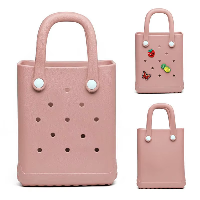Sac de plage tendance en EVA, sac d'accessoires polyvalent DIY à motif de dessin animé, sac à bandoulière pour les vacances, sac de rangement de voyage en forme cubique
