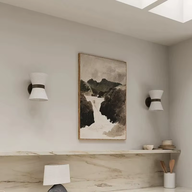 Lampe murale en tissu LED simple de style rétro japonais