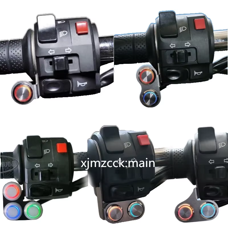 LED moto interrupteur marche + arrêt guidon montage en alliage d'aluminium étanche 12V antibrouillard lampes moto klaxon bouton poussoir 16mm 22mm