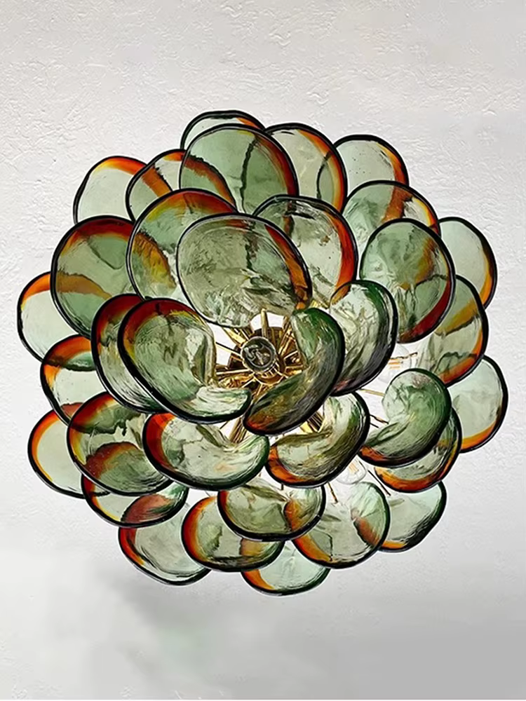 Lampe LED suspendue en forme de pétale de verre, design vintage, éclairage d'intérieur, luminaire décoratif de plafond, idéal pour une table à manger, art déco