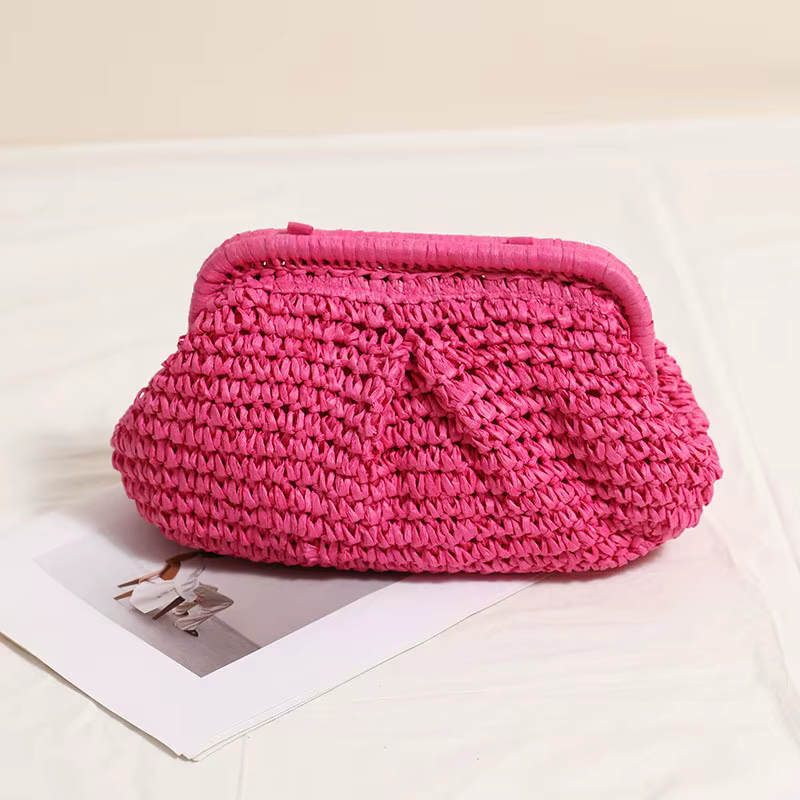 2025 nouvelles femmes paille tissé sac chaîne sangle paille pochette sac à main grande capacité élégant sac à bandoulière couleur unie pour la plage d'été
