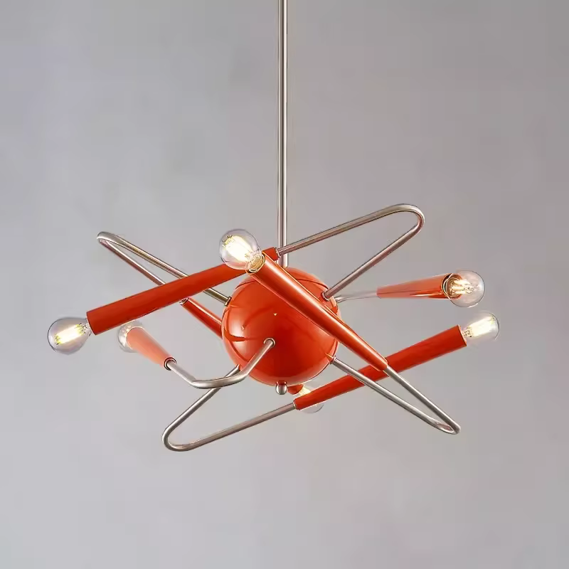Plafonnier LED Sputnik Orange au Design Artistique, Éclairage d'Nik, Luminaire Décoratif de Plafond, Idéal pour un Salon, une Villa, une Salle à Manger ou une Chambre à Coucher