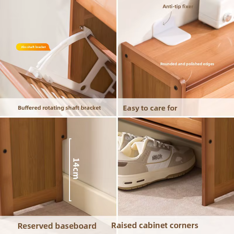 Armoire à chaussures à portes à persiennes en bambou, armoire à chaussures ultra-mince multi-niveaux, armoire à chaussures étroite en bambou, étagère à chaussures murale