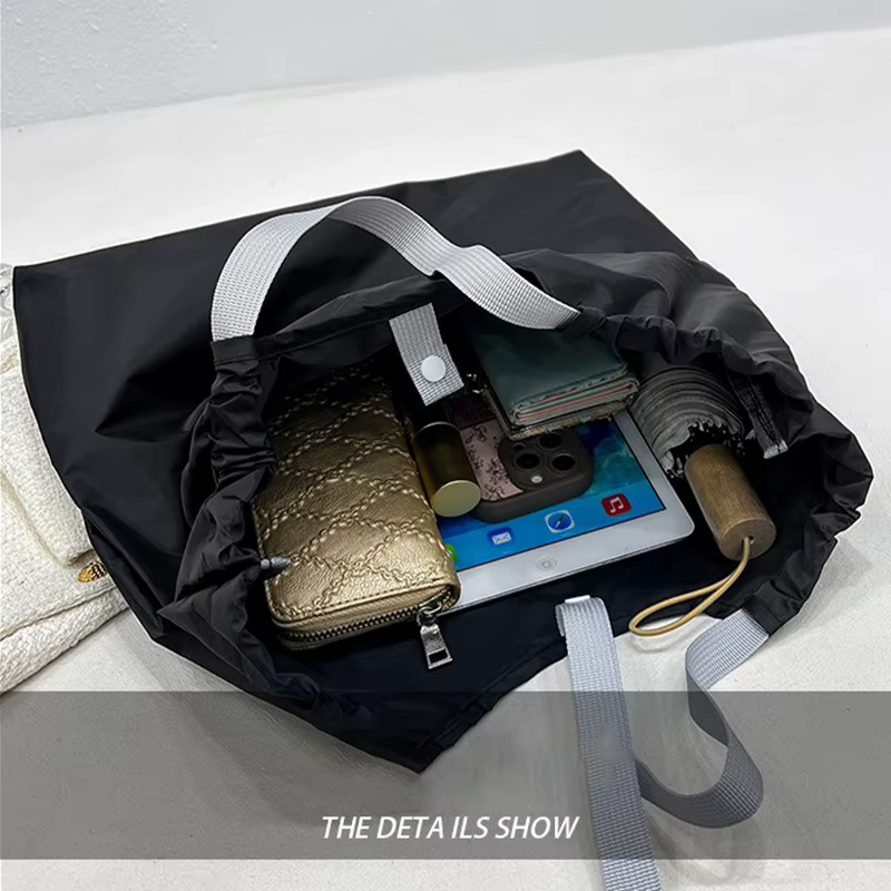 Grand sac de courses réutilisable, Portable en tissu Oxford, étanche, cordon de serrage, pliable, organisateur Simple, sac à main de rangement