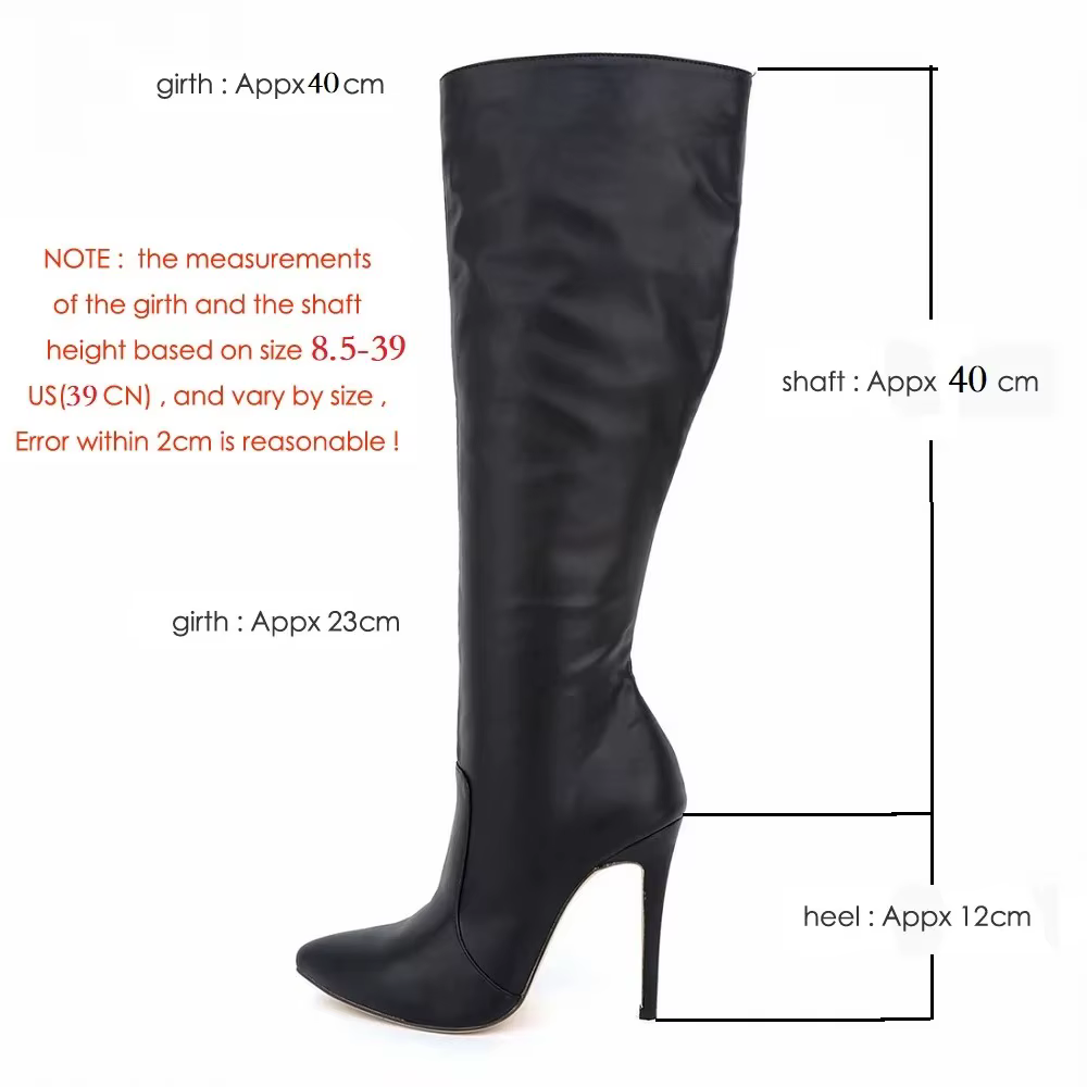 Nouvelles bottes pour femmes 2026, bottes d'hiver sexy longues au-dessus du genou, en cuir, bout pointu, boucle, fermeture éclair latérale, talons hauts, chaussures grande taille 35-42
